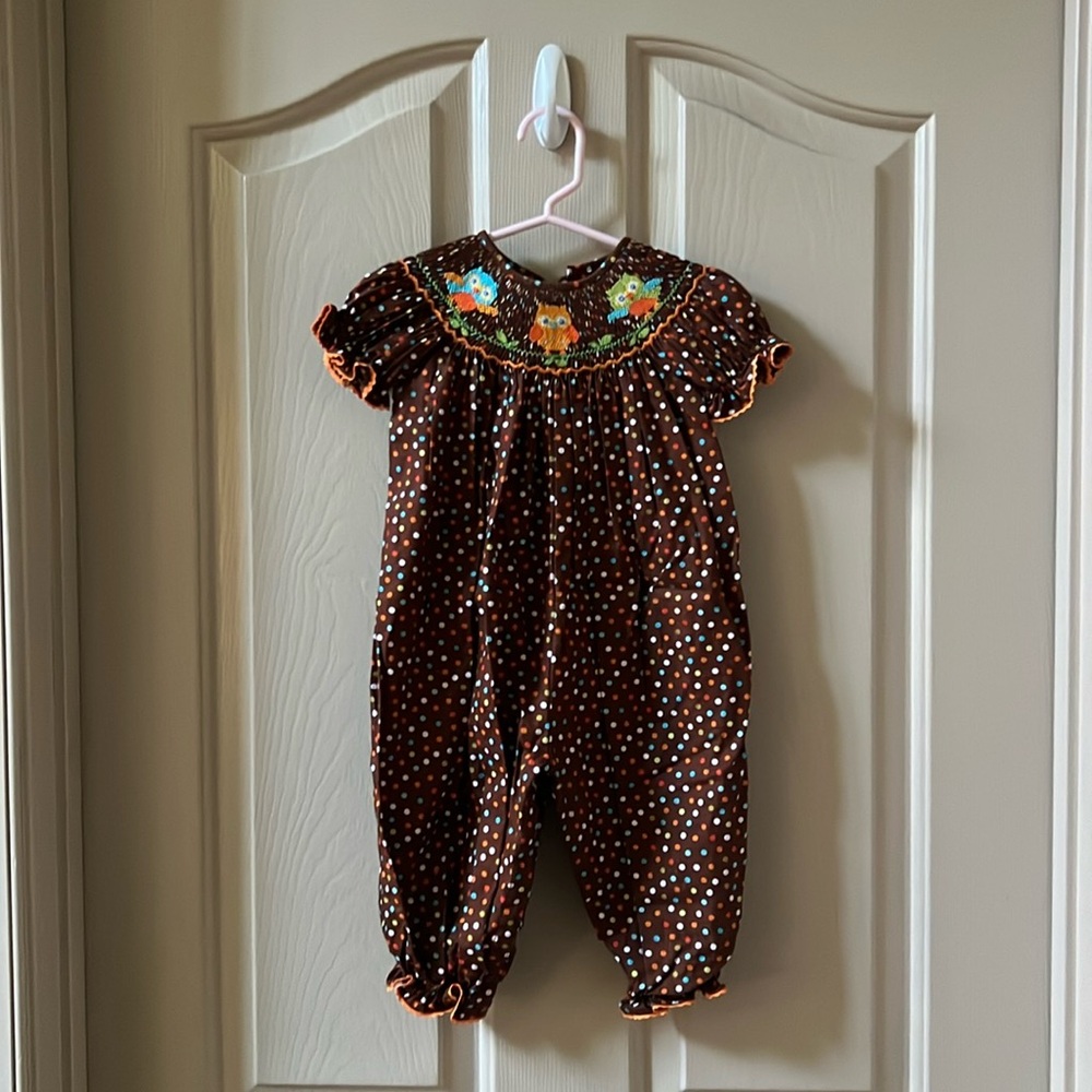 Baby girls smocked fall outfit
